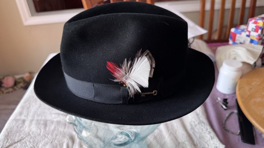 Vintage Imperial Stetson Key Club Fedora Black Fur Felt 6 7/8 Excellent Conditio